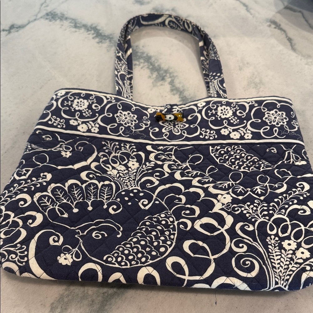 Vera Bradley Navy and Cream Quilted Tote